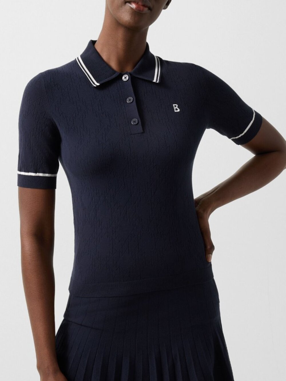 BOGNER Sport Mandy knitted polo shirt in Navy blue Size XS (New)